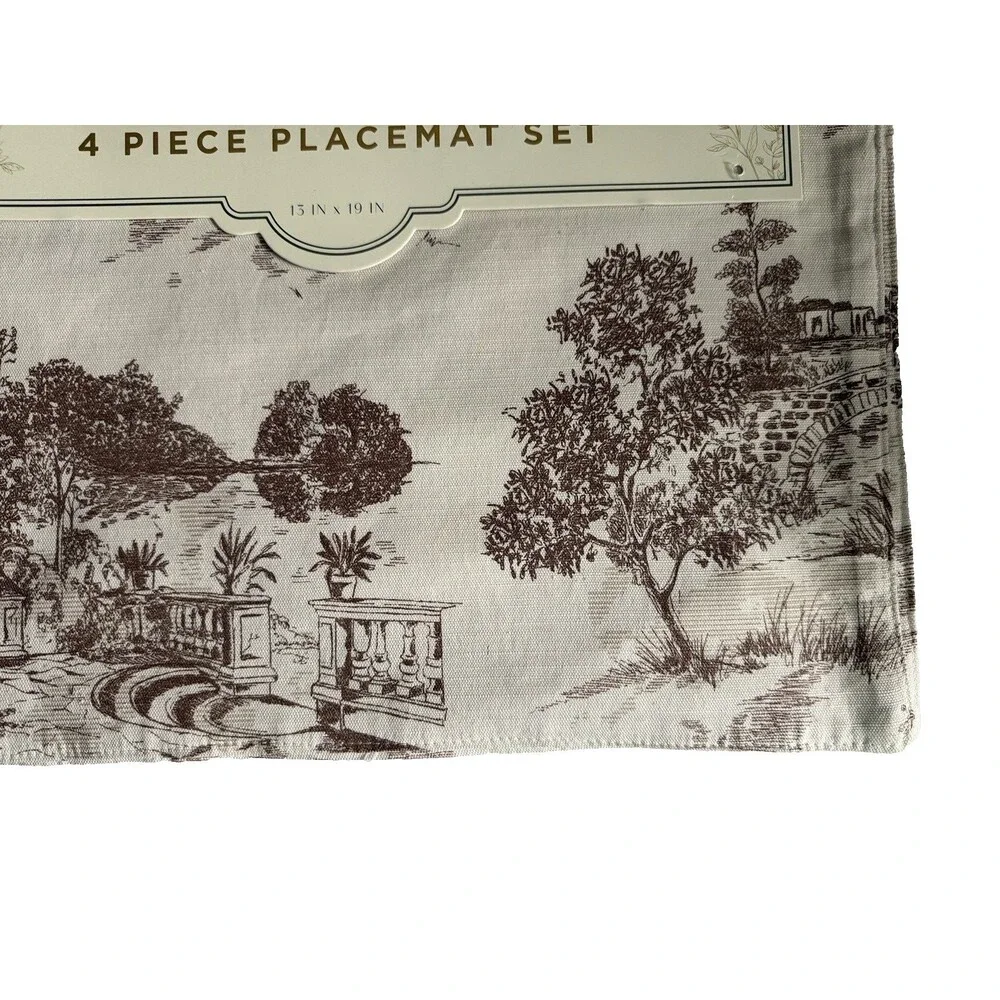 Everloom Placemats Toile Equestrian Horse Scenes Cotton 13x19
